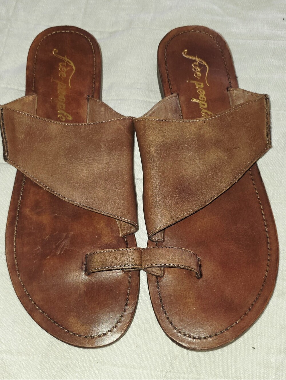 Free People Sant Antoni Brown Leather Slide Sandals Sz 40